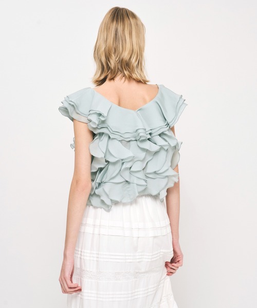 ME COUTURE(ミークチュール)の「シアーフレアフリルブラウス(シャツ/ブラウス・レディース・ピンク/ブラック/オフホワイト/ライトブルー・FREE)」の21枚目の写真