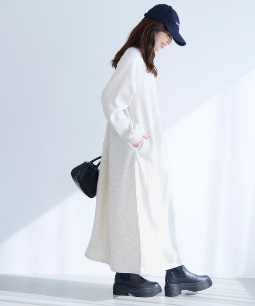coca(coca)(コカ)の「【DAILY WARM】裏起毛スウェットワンピース(ワンピース・レディース・オートミール/ネイビー・S/M/L)」の5枚目の写真