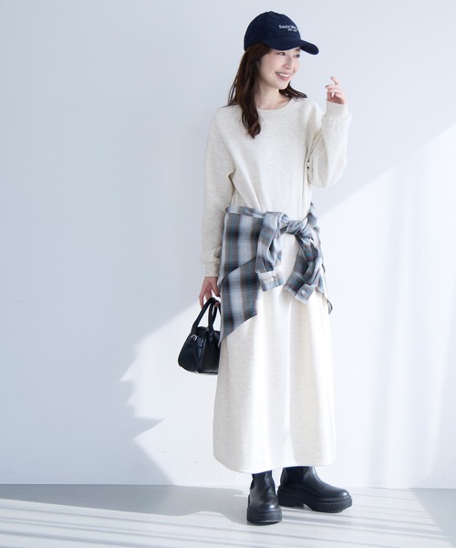 coca(coca)(コカ)の「【DAILY WARM】裏起毛スウェットワンピース(ワンピース・レディース・オートミール/ネイビー・S/M/L)」の9枚目の写真