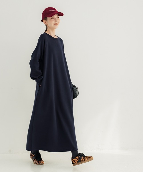 coca(coca)(コカ)の「【DAILY WARM】裏起毛スウェットワンピース(ワンピース・レディース・オートミール/ネイビー・S/M/L)」の12枚目の写真