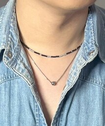 S SY（エスエスワイ）の「[SET] ハンドメイドガラスビーズ＆シルバーボールレイヤリングネックレス（ネックレス）」