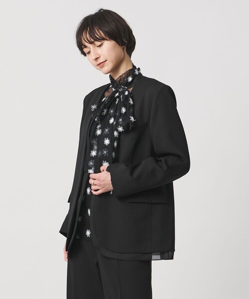UNITED ARROWS（ユナイテッドアローズ）の「オーガンジー コンビ ジャケット（ノーカラージャケット・レディース・ブラック/オフホワイト・38/36）」の3枚目の写真
