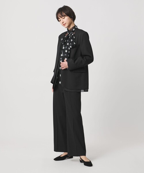 UNITED ARROWS（ユナイテッドアローズ）の「オーガンジー コンビ ジャケット（ノーカラージャケット・レディース・ブラック/オフホワイト・38/36）」の4枚目の写真