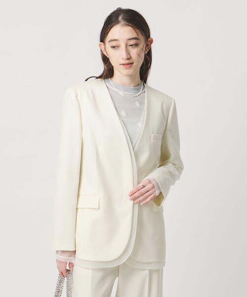 UNITED ARROWS（ユナイテッドアローズ）の「オーガンジー コンビ ジャケット（ノーカラージャケット・レディース・ブラック/オフホワイト・38/36）」の8枚目の写真