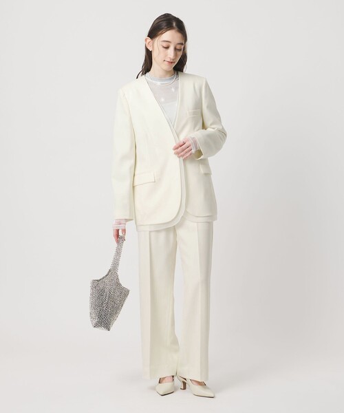 UNITED ARROWS（ユナイテッドアローズ）の「オーガンジー コンビ ジャケット（ノーカラージャケット・レディース・ブラック/オフホワイト・38/36）」の9枚目の写真