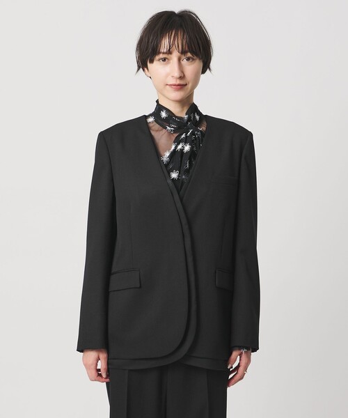 UNITED ARROWS（ユナイテッドアローズ）の「オーガンジー コンビ ジャケット（ノーカラージャケット・レディース・ブラック/オフホワイト・38/36）」の11枚目の写真