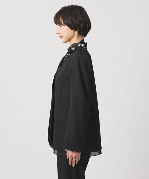 UNITED ARROWS（ユナイテッドアローズ）の「オーガンジー コンビ ジャケット（ノーカラージャケット・レディース・ブラック/オフホワイト・38/36）」の12枚目の写真