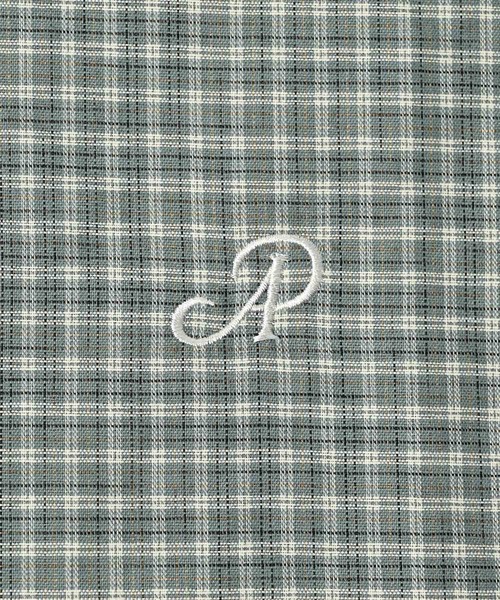 ADAM PATEK(アダムパテック)の「ADAMPATEK/small check wide shirt/スモールチェック刺繍入りワイドボックスシャツ(シャツ/ブラウス・メンズ・グリーン/ブラック・2/1)」の10枚目の写真