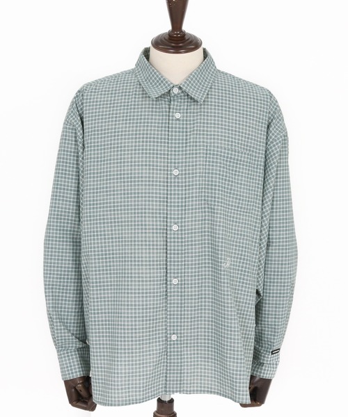 ADAM PATEK(アダムパテック)の「ADAMPATEK/small check wide shirt/スモールチェック刺繍入りワイドボックスシャツ(シャツ/ブラウス・メンズ・グリーン/ブラック・2/1)」の15枚目の写真