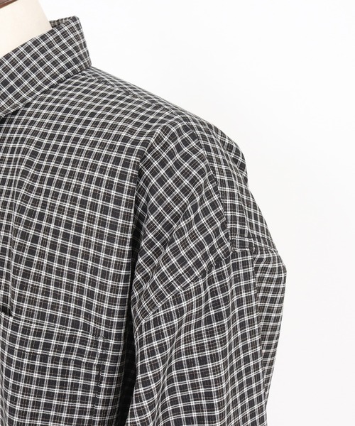 ADAM PATEK(アダムパテック)の「ADAMPATEK/small check wide shirt/スモールチェック刺繍入りワイドボックスシャツ(シャツ/ブラウス・メンズ・グリーン/ブラック・2/1)」の16枚目の写真