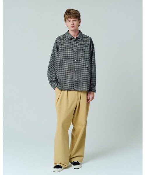ADAM PATEK(アダムパテック)の「ADAMPATEK/small check wide shirt/スモールチェック刺繍入りワイドボックスシャツ(シャツ/ブラウス・メンズ・グリーン/ブラック・2/1)」の18枚目の写真