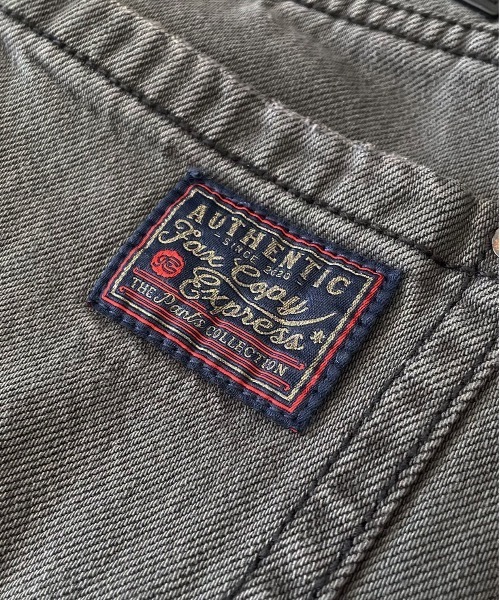 FAX COPY EXPRESS Vintage washed brown-black gardener denim pants