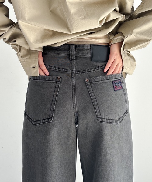FAX COPY EXPRESS Vintage washed brown-black gardener denim pants