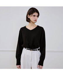 Wool Blended Vneck Knit [Black]