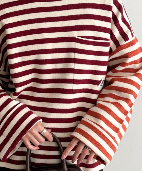 fredy emue（フレディエミュ）の「【GEVACO/ゲバコ】ボーダーニットプルオーバー（ニット/セーター・レディース・ブラック系その他/ブラック系その他2/レッド系その他/ブルー系その他・38）」の4枚目の写真