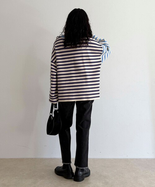 fredy emue（フレディエミュ）の「【GEVACO/ゲバコ】ボーダーニットプルオーバー（ニット/セーター・レディース・ブラック系その他/ブラック系その他2/レッド系その他/ブルー系その他・38）」の9枚目の写真