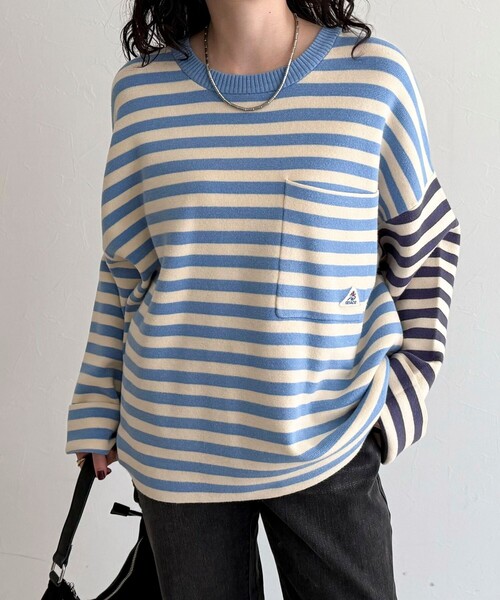 fredy emue（フレディエミュ）の「【GEVACO/ゲバコ】ボーダーニットプルオーバー（ニット/セーター・レディース・ブラック系その他/ブラック系その他2/レッド系その他/ブルー系その他・38）」の12枚目の写真