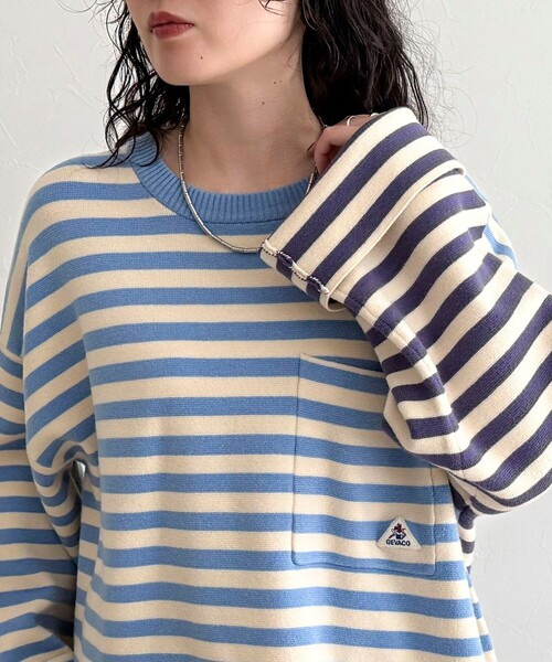 fredy emue（フレディエミュ）の「【GEVACO/ゲバコ】ボーダーニットプルオーバー（ニット/セーター・レディース・ブラック系その他/ブラック系その他2/レッド系その他/ブルー系その他・38）」の14枚目の写真