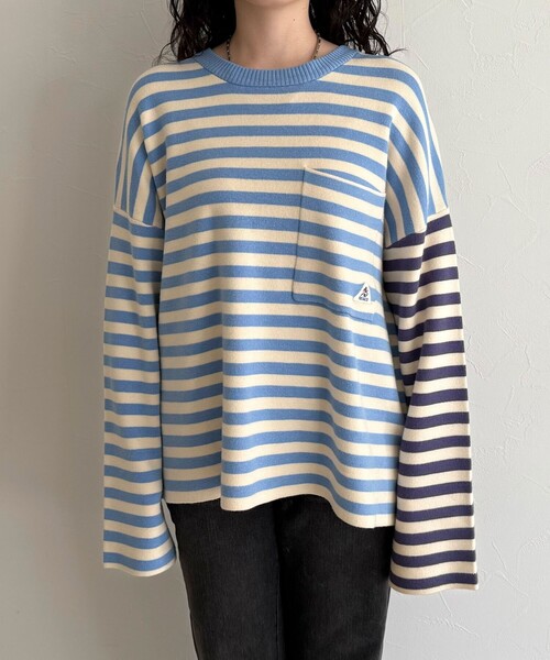 fredy emue（フレディエミュ）の「【GEVACO/ゲバコ】ボーダーニットプルオーバー（ニット/セーター・レディース・ブラック系その他/ブラック系その他2/レッド系その他/ブルー系その他・38）」の16枚目の写真