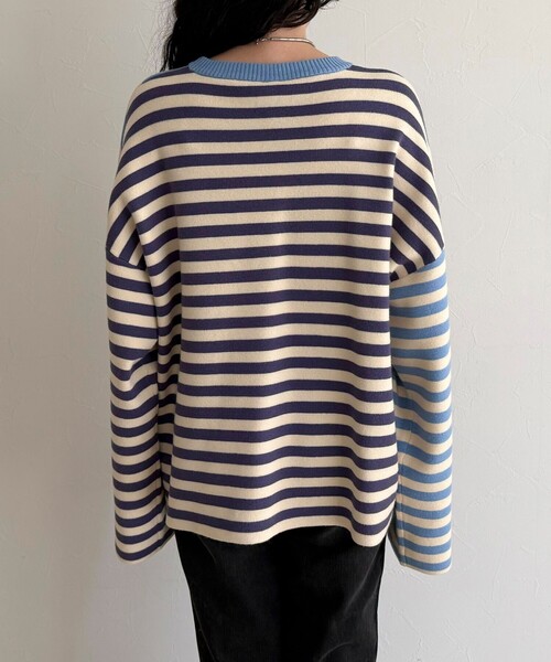 fredy emue（フレディエミュ）の「【GEVACO/ゲバコ】ボーダーニットプルオーバー（ニット/セーター・レディース・ブラック系その他/ブラック系その他2/レッド系その他/ブルー系その他・38）」の18枚目の写真