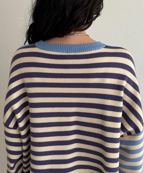 fredy emue（フレディエミュ）の「【GEVACO/ゲバコ】ボーダーニットプルオーバー（ニット/セーター・レディース・ブラック系その他/ブラック系その他2/レッド系その他/ブルー系その他・38）」の19枚目の写真