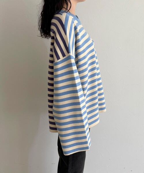 fredy emue（フレディエミュ）の「【GEVACO/ゲバコ】ボーダーニットプルオーバー（ニット/セーター・レディース・ブラック系その他/ブラック系その他2/レッド系その他/ブルー系その他・38）」の20枚目の写真