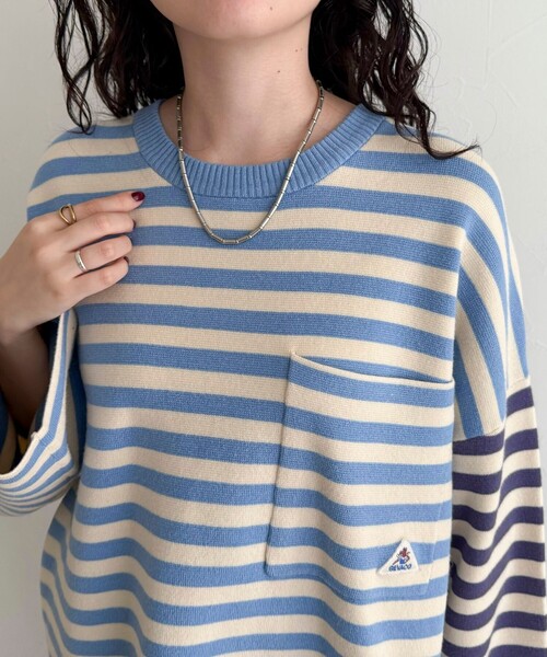 fredy emue（フレディエミュ）の「【GEVACO/ゲバコ】ボーダーニットプルオーバー（ニット/セーター・レディース・ブラック系その他/ブラック系その他2/レッド系その他/ブルー系その他・38）」の21枚目の写真