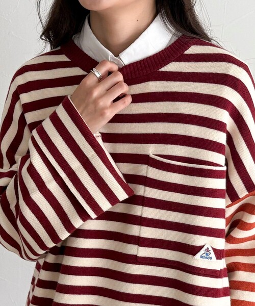 fredy emue（フレディエミュ）の「【GEVACO/ゲバコ】ボーダーニットプルオーバー（ニット/セーター・レディース・ブラック系その他/ブラック系その他2/レッド系その他/ブルー系その他・38）」の5枚目の写真