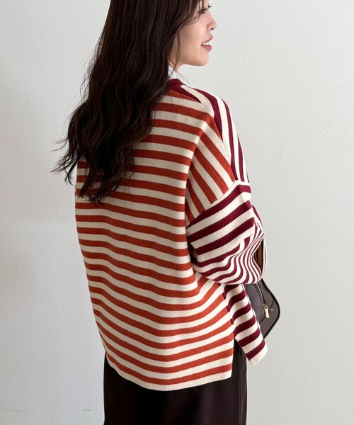 fredy emue（フレディエミュ）の「【GEVACO/ゲバコ】ボーダーニットプルオーバー（ニット/セーター・レディース・ブラック系その他/ブラック系その他2/レッド系その他/ブルー系その他・38）」の6枚目の写真