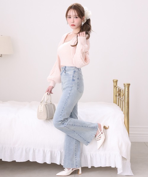 one after another NICE CLAUP（ワンアフターアナザーナイスクラップ）の「ケーブルニットアンサンブル（アンサンブル・レディース・アイボリー/杢グレー/ブラウン/ライトピンク・FREE）」の6枚目の写真