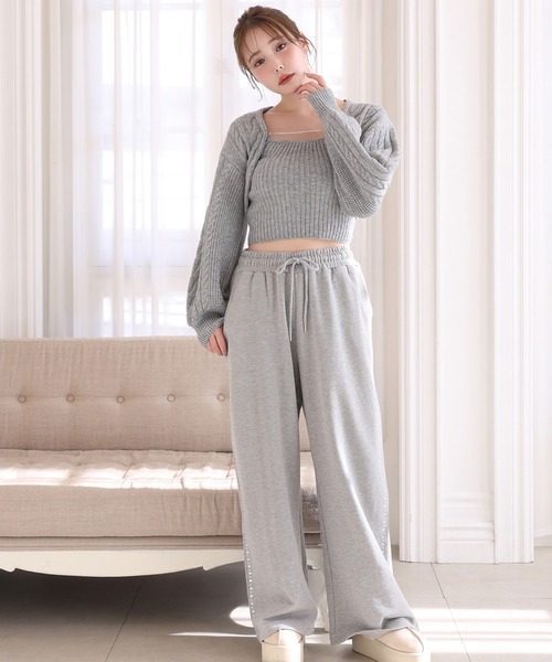 one after another NICE CLAUP（ワンアフターアナザーナイスクラップ）の「ケーブルニットアンサンブル（アンサンブル・レディース・アイボリー/杢グレー/ブラウン/ライトピンク・FREE）」の8枚目の写真