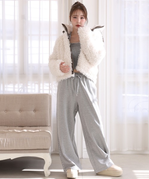 one after another NICE CLAUP（ワンアフターアナザーナイスクラップ）の「ケーブルニットアンサンブル（アンサンブル・レディース・アイボリー/杢グレー/ブラウン/ライトピンク・FREE）」の11枚目の写真