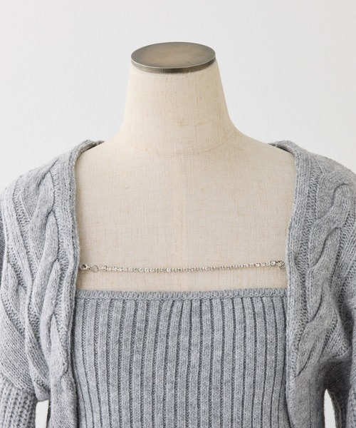 one after another NICE CLAUP（ワンアフターアナザーナイスクラップ）の「ケーブルニットアンサンブル（アンサンブル・レディース・アイボリー/杢グレー/ブラウン/ライトピンク・FREE）」の16枚目の写真