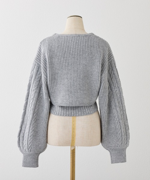 one after another NICE CLAUP（ワンアフターアナザーナイスクラップ）の「ケーブルニットアンサンブル（アンサンブル・レディース・アイボリー/杢グレー/ブラウン/ライトピンク・FREE）」の21枚目の写真