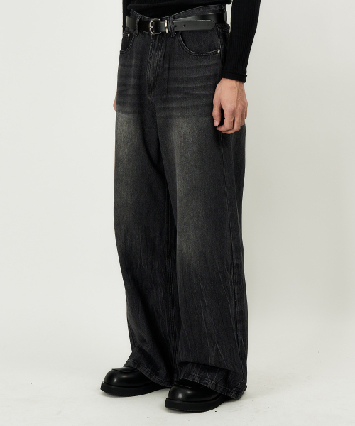 DWSE（ディーダブリューエスイー）の「ヴィンテージワイドデニムパンツ（ブラック）（デニムパンツ・メンズ・その他・SMALL/MEDIUM/LARGE/X-LARGE）」の2枚目の写真