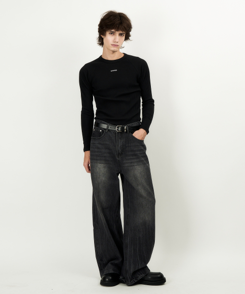 DWSE（ディーダブリューエスイー）の「ヴィンテージワイドデニムパンツ（ブラック）（デニムパンツ・メンズ・その他・SMALL/MEDIUM/LARGE/X-LARGE）」の4枚目の写真