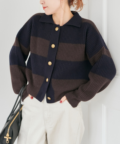 Spick & Span（スピックアンドスパン）の「ラガーボーダーニットカーディガン（カーディガン/ボレロ・レディース・その他1/その他4・FREE）」の2枚目の写真