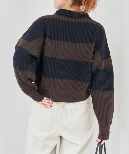 Spick & Span（スピックアンドスパン）の「ラガーボーダーニットカーディガン（カーディガン/ボレロ・レディース・その他1/その他4・FREE）」の4枚目の写真