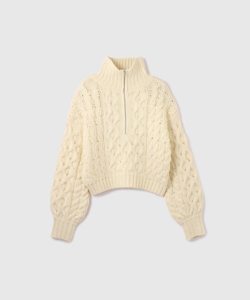 VICKY（ビッキー）の「バルキーケーブルハーフジップニット≪手洗い可能≫（ニット/セーター・レディース・レッド/オフホワイト/ダークグレー・M）」の6枚目の写真