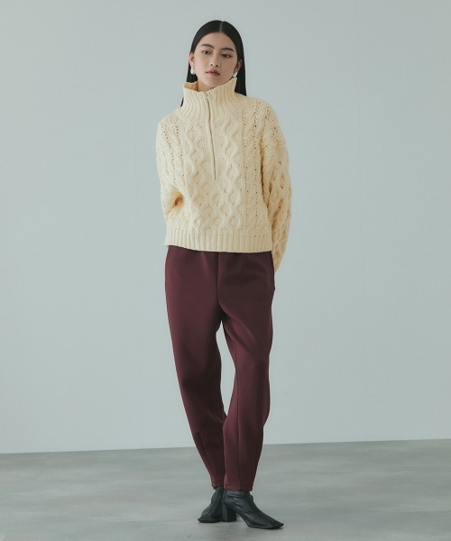 VICKY（ビッキー）の「バルキーケーブルハーフジップニット≪手洗い可能≫（ニット/セーター・レディース・レッド/オフホワイト/ダークグレー・M）」の11枚目の写真