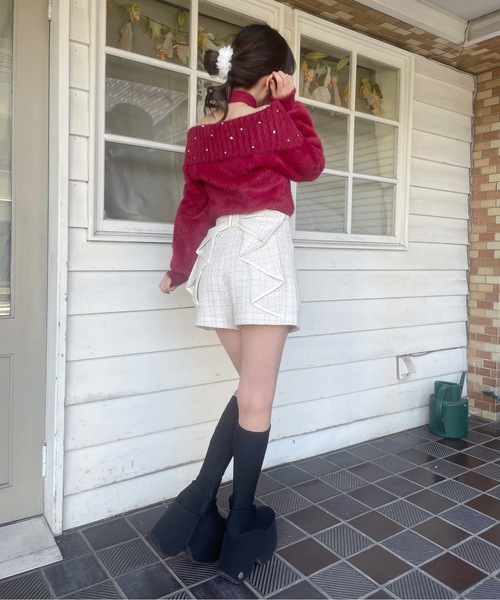 abc une face（アーベーセーアンフェイス）の「バックリボンショートパンツ（その他パンツ・レディース・ブラック/ホワイト・FREE）」の10枚目の写真