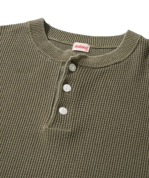 Healthknit(ヘルスニット)の「【Healthknit】Henleyneck S/S Knit / ヘンリーネック ニットTシャツ(Tシャツ/カットソー・メンズ・オリーブ/アイボリー/ブラック・MEDIUM/X-LARGE/LARGE)」の10枚目の写真
