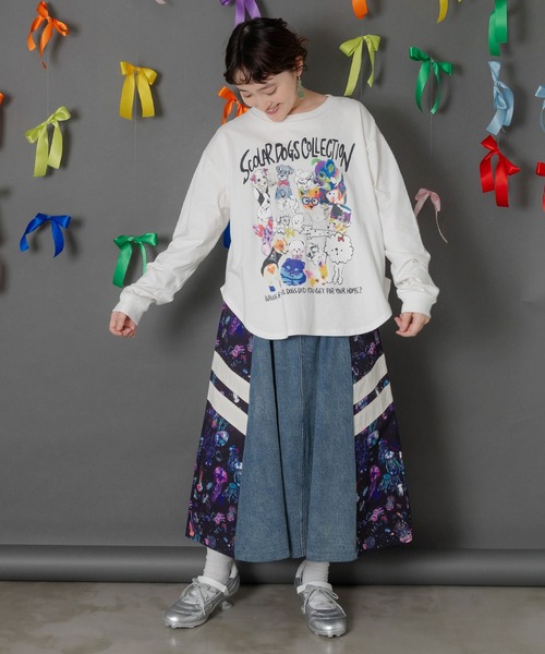 Scolar クラゲ柄ナイロン×デニムスカート ScoLar スカラー クラゲ柄ナイロン×デニムスカート Fun's | スカラー(ScoLar