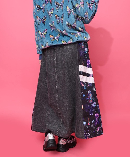 ScoLar（スカラー）の「153775：クラゲ柄ナイロン×デニムスカート（デニムスカート・レディース・ネイビー/ブラック・M）」の17枚目の写真