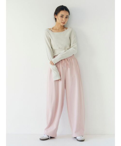 Ungrid（アングリッド）の「レイヤードデザインスウェットルーズパンツ（スウェットパンツ・レディース・ピンク/ライトグレー/アイボリー・FREE）」の19枚目の写真