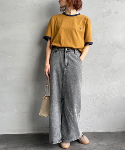 FRED PERRY（フレッドペリー）の「[FRED PERRY/フレッドペリー] 別注 ワンポイントロゴ刺繍 リンガーTシャツ（Tシャツ/カットソー・レディース・キャメル/オートミール/キナリ/ブラック・XS/XL/L/M/S）」の8枚目の写真