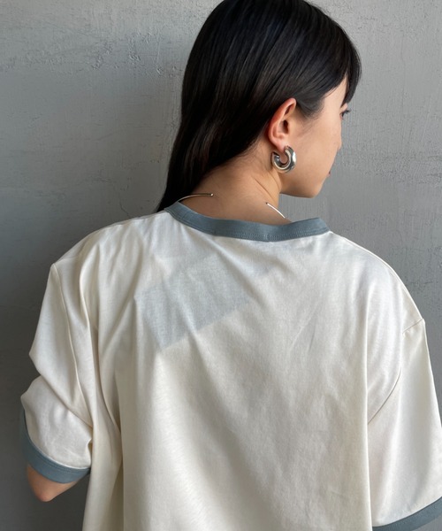 FRED PERRY（フレッドペリー）の「[FRED PERRY/フレッドペリー] 別注 ワンポイントロゴ刺繍 リンガーTシャツ（Tシャツ/カットソー・レディース・キャメル/オートミール/キナリ/ブラック・XS/XL/L/M/S）」の18枚目の写真