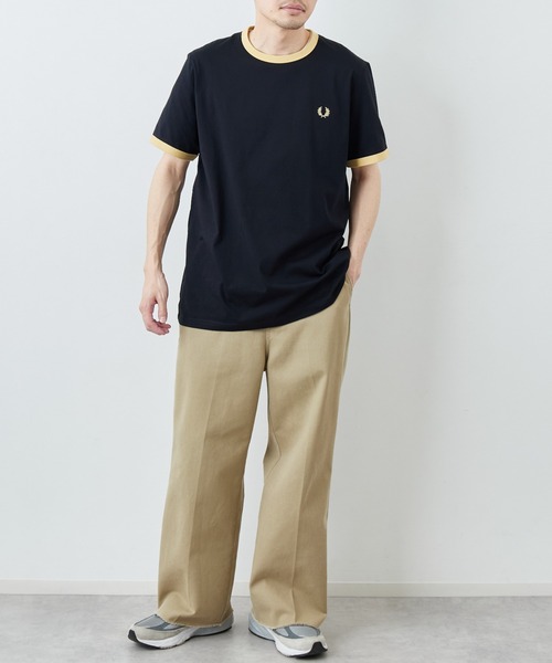 FRED PERRY 別注 ワンポイントロゴ刺繍 リンガーTシャツ FRED PERRY/フレッドペリー] 別注 ワンポイントロゴ刺繍 リンガーT