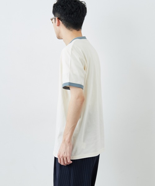 FRED PERRY/フレッドペリー] 別注 ワンポイントロゴ刺繍 リンガーT