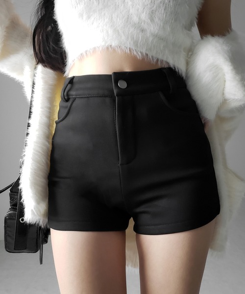 me+em select(ミームセレクト)の「【 2color /4size 】裏起毛ハイウエストタイトスパンショートパンツ / urakimo high waist tight span short pants(その他パンツ・レディース・ブラック/ホワイト・SMALL/MEDIUM/LARGE/X-LARGE)」の6枚目の写真